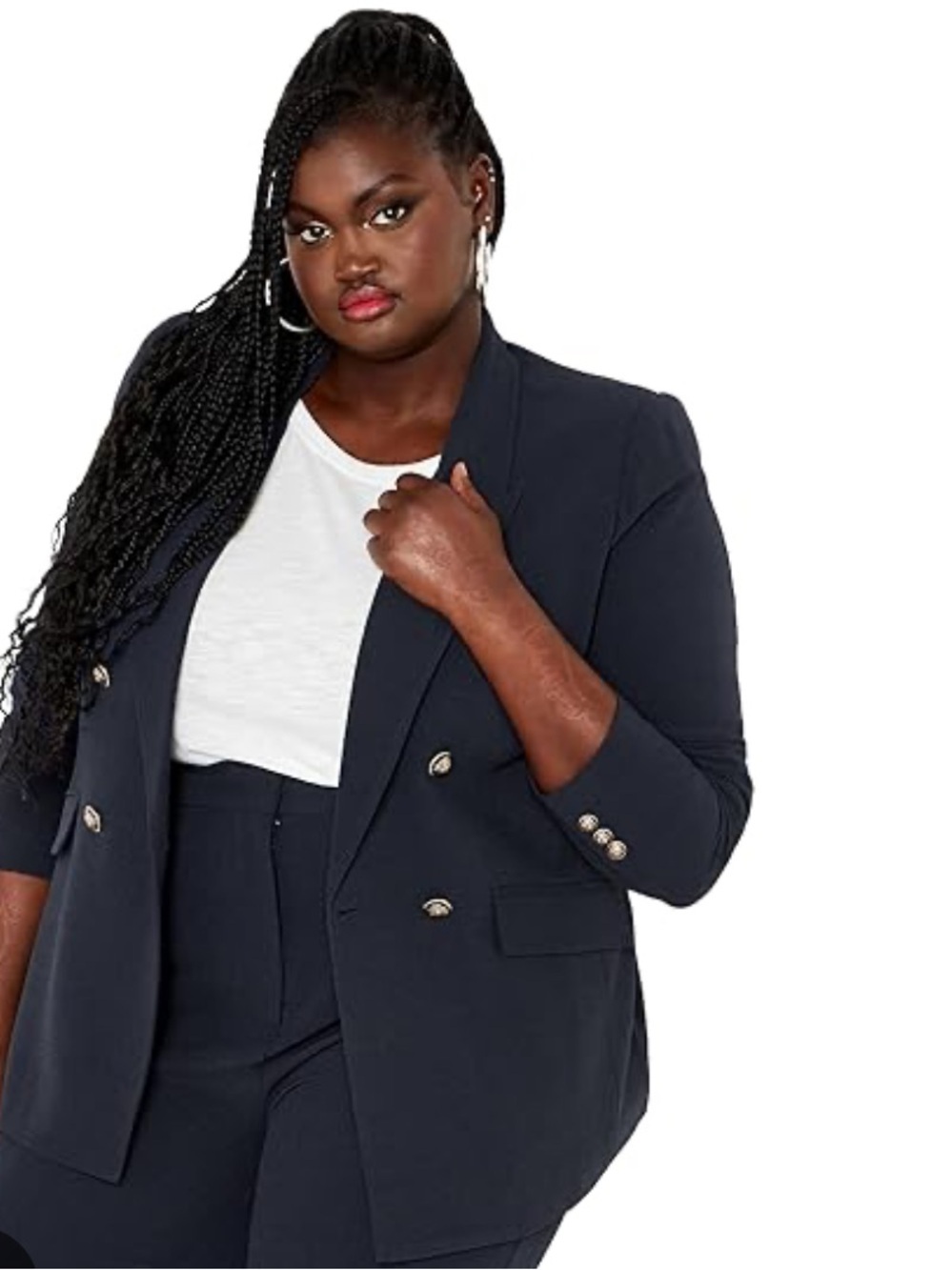 City Chic black double-breasted blazer featuring gold-toned buttons size 18
